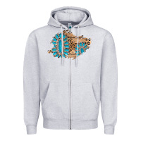Heather Grey gemstone wood leopard patch Zipper Hoodie - AdoDesignShop