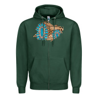 Sports Green gemstone wood leopard patch Zipper Hoodie - AdoDesignShop