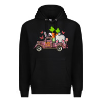 Black happy easter pink truck with bunny Premium Hoodie - RanaPortraitStore