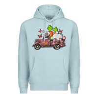 Blue Mist happy easter pink truck with bunny Premium Hoodie - RanaPortraitStore