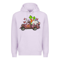 Lilac happy easter pink truck with bunny Premium Hoodie - RanaPortraitStore