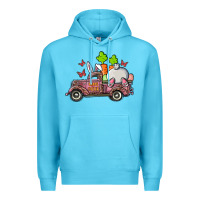 Ocean Blue happy easter pink truck with bunny Premium Hoodie - RanaPortraitStore