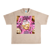 French Oak cat coffee cups and paw with leopard and glitter seamless pattern bbs Urban Heavy Tee - BundleAndBundleShop