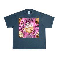 Midnight Navy cat coffee cups and paw with leopard and glitter seamless pattern bbs Urban Heavy Tee - BundleAndBundleShop