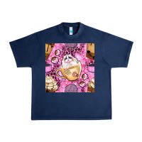 Navy cat coffee cups and paw with leopard and glitter seamless pattern bbs Urban Heavy Tee - BundleAndBundleShop