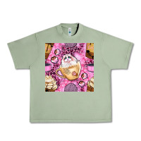 Oil Green cat coffee cups and paw with leopard and glitter seamless pattern bbs Urban Heavy Tee - BundleAndBundleShop