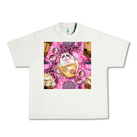 Pistachio cat coffee cups and paw with leopard and glitter seamless pattern bbs Urban Heavy Tee - BundleAndBundleShop