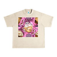 Sandshell cat coffee cups and paw with leopard and glitter seamless pattern bbs Urban Heavy Tee - BundleAndBundleShop