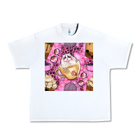 White cat coffee cups and paw with leopard and glitter seamless pattern bbs Urban Heavy Tee - BundleAndBundleShop