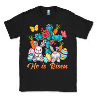 Black He is risen with Cross Easter Day Classic Tee - HowdyJamesFarm