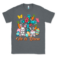 Charcoal Heather He is risen with Cross Easter Day Classic Tee - HowdyJamesFarm