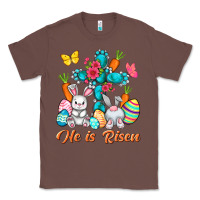 Chestnut He is risen with Cross Easter Day Classic Tee - HowdyJamesFarm