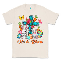 Natural He is risen with Cross Easter Day Classic Tee - HowdyJamesFarm