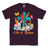 Plum He is risen with Cross Easter Day Classic Tee - HowdyJamesFarm