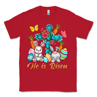 Red He is risen with Cross Easter Day Classic Tee - HowdyJamesFarm