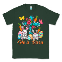 Sports Green He is risen with Cross Easter Day Classic Tee - HowdyJamesFarm