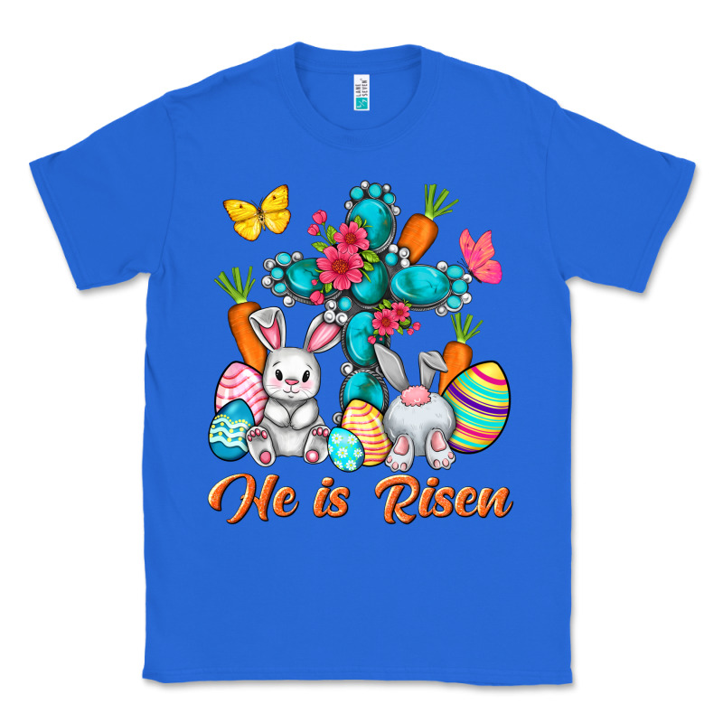 He Is Risen With Cross Easter Day Classic Tee by HowdyJamesFarm | Teevron
