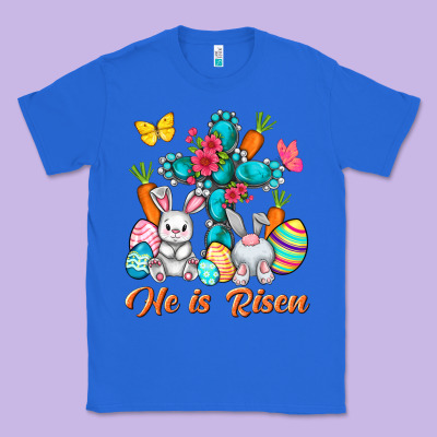 He Is Risen With Cross Easter Day Classic Tee Designed By Howdyjamesfarm