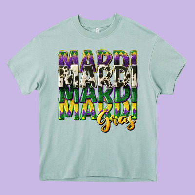 Cowhide Mardi Gras Heavy Core Tee Designed By Cowgirlartshop