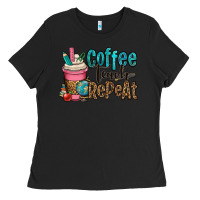 Black coffee teach repeat Ladies Tee - OliviaCreatesArt