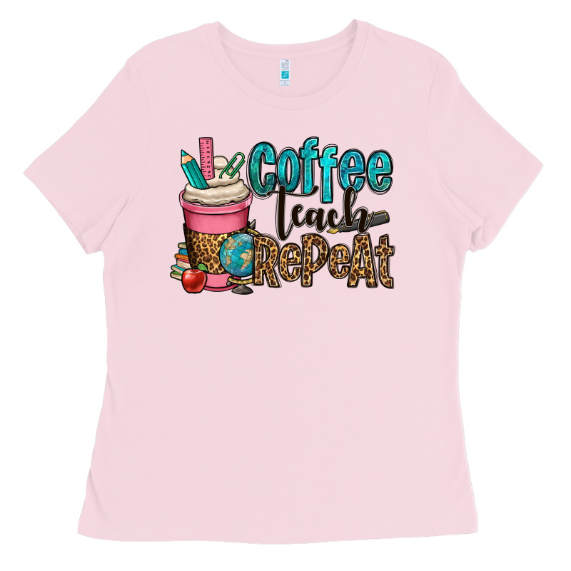 Coffee Teach Repeat Ladies Tee by OliviaCreatesArt | Teevron