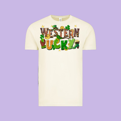 Western Lucky St. Patricks Day Vintage Tee Designed By Fadigitalartstudio