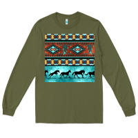 Army Green native american aztec seamless pattern Long Sleeve Tee - BundleAndBundleShop