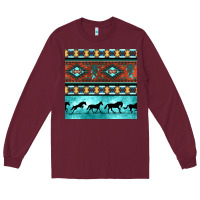 Burgundy native american aztec seamless pattern Long Sleeve Tee - BundleAndBundleShop