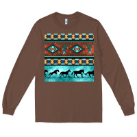 Chestnut native american aztec seamless pattern Long Sleeve Tee - BundleAndBundleShop