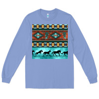 Colony Blue native american aztec seamless pattern Long Sleeve Tee - BundleAndBundleShop