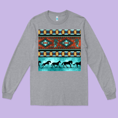 Native American Aztec Seamless Pattern Long Sleeve Tee Designed By Bundleandbundleshop