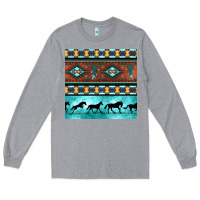 Heather Grey native american aztec seamless pattern Long Sleeve Tee - BundleAndBundleShop