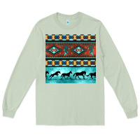 Matcha native american aztec seamless pattern Long Sleeve Tee - BundleAndBundleShop