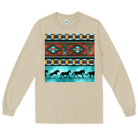 Mushroom native american aztec seamless pattern Long Sleeve Tee - BundleAndBundleShop
