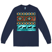 Navy native american aztec seamless pattern Long Sleeve Tee - BundleAndBundleShop