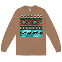 Toasted Coconut native american aztec seamless pattern Long Sleeve Tee - BundleAndBundleShop