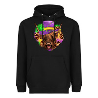 Black highland cow mardi gras Heavyweight Hoodie - JahusDesignShop