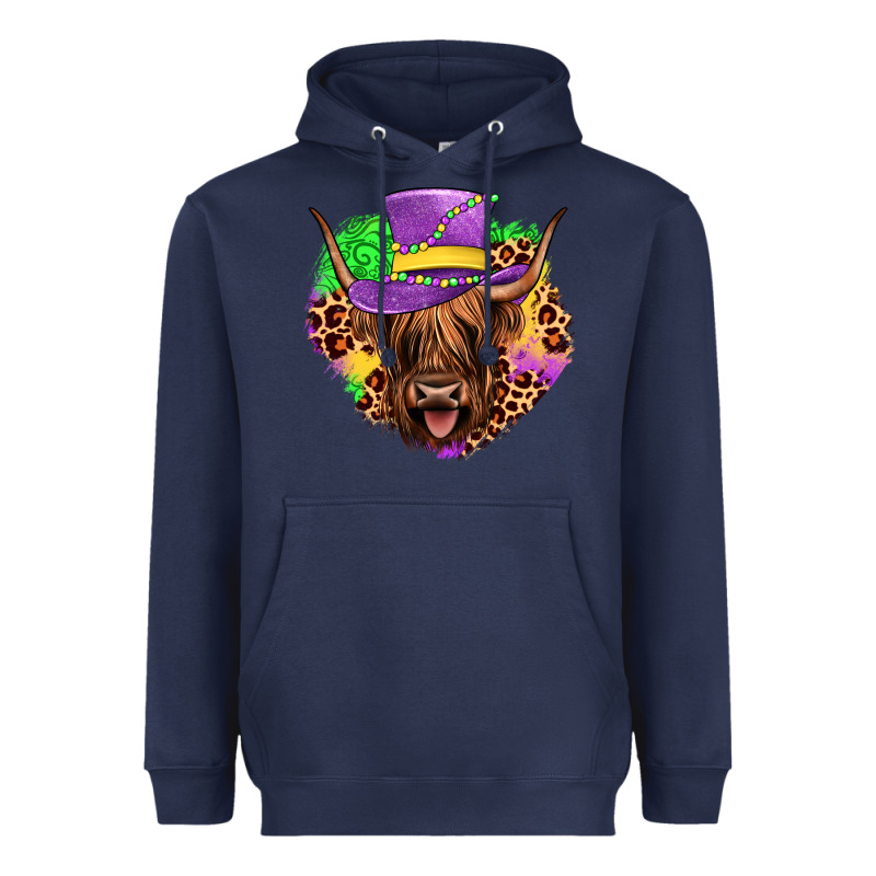 Highland Cow Mardi Gras Heavyweight Hoodie by JahusDesignShop | Teevron