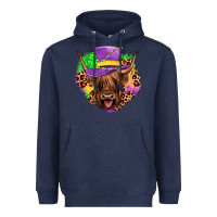 Navy highland cow mardi gras Heavyweight Hoodie - JahusDesignShop