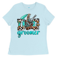 Baby Blue western dog groomer Ladies Tee - OliviaCreatesArt