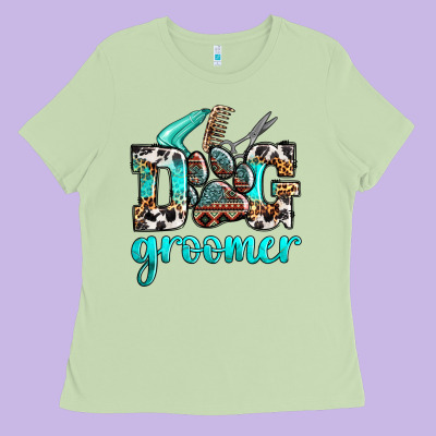 Western Dog Groomer Ladies Tee Designed By Oliviacreatesart