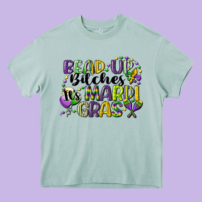Bead Up Bitches Its Mardi Gras Heavy Core Tee Designed By Cowgirlartshop