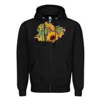Black cactus leopard sunflower glitter  patch Zipper Hoodie - AdoDesignShop