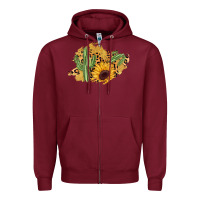 Burgundy cactus leopard sunflower glitter  patch Zipper Hoodie - AdoDesignShop