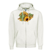 Oatmeal Heather cactus leopard sunflower glitter  patch Zipper Hoodie - AdoDesignShop