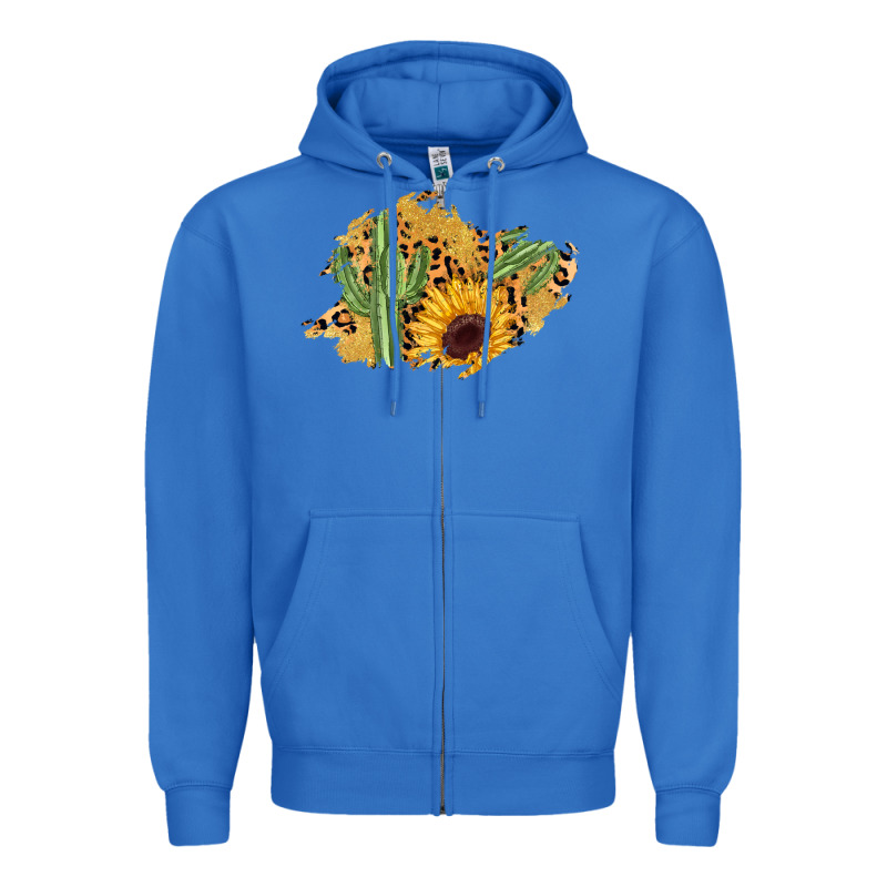 Cactus Leopard Sunflower Glitter  Patch Zipper Hoodie by AdoDesignShop | Teevron