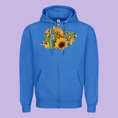 Cactus Leopard Sunflower Glitter  Patch Zipper Hoodie Designed By Adodesignshop
