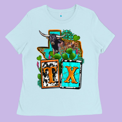 Tx Texas Ladies Tee Designed By Oliviacreatesart