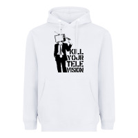 White kill your television Heavyweight Hoodie - artisFamous