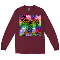 Burgundy neon safari seamless pattern 2 Long Sleeve Tee - BundleAndBundleShop